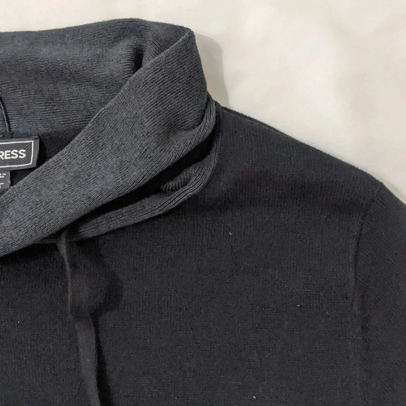 NWT Express Drawstring Cowl Neck Sweater, Color Black/Gray Size L - Picture 6 of 13